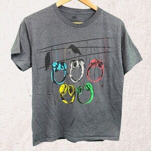 Gray Kids Tee with Headphone Print